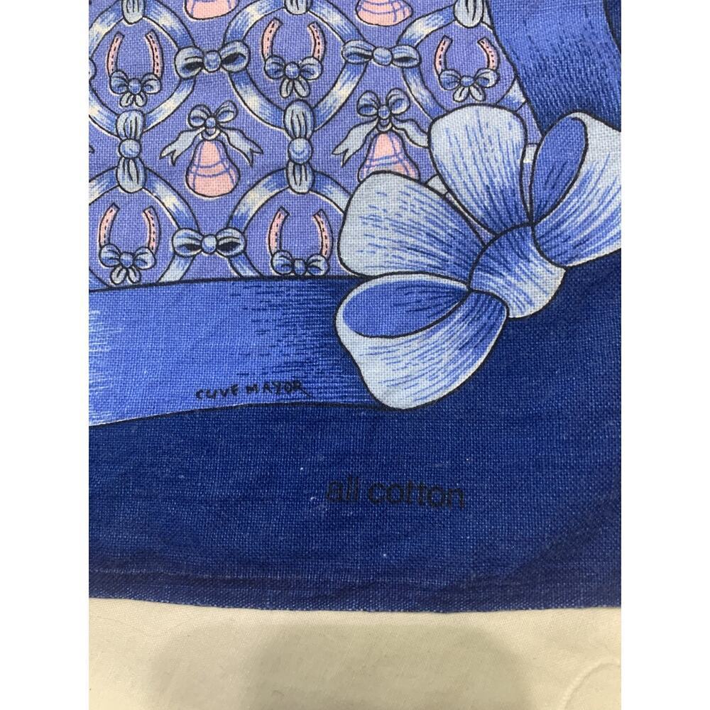 Vtg Royal Wedding Tea Towel Charles And Diana 1981 Blue Signed by Clive Mayor - Picture 5 of 6